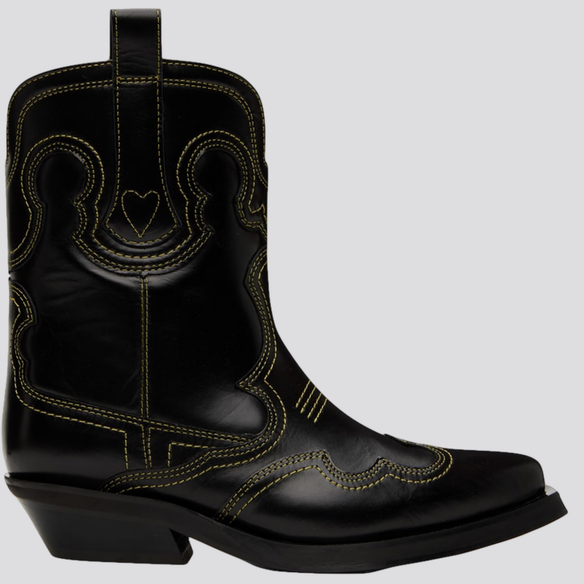 【GANNI】MID SHAFT EMBROIDERED ウエスタン ブーツ/ Black Black/Black Black Mid Shaft Embroidered Western Boots