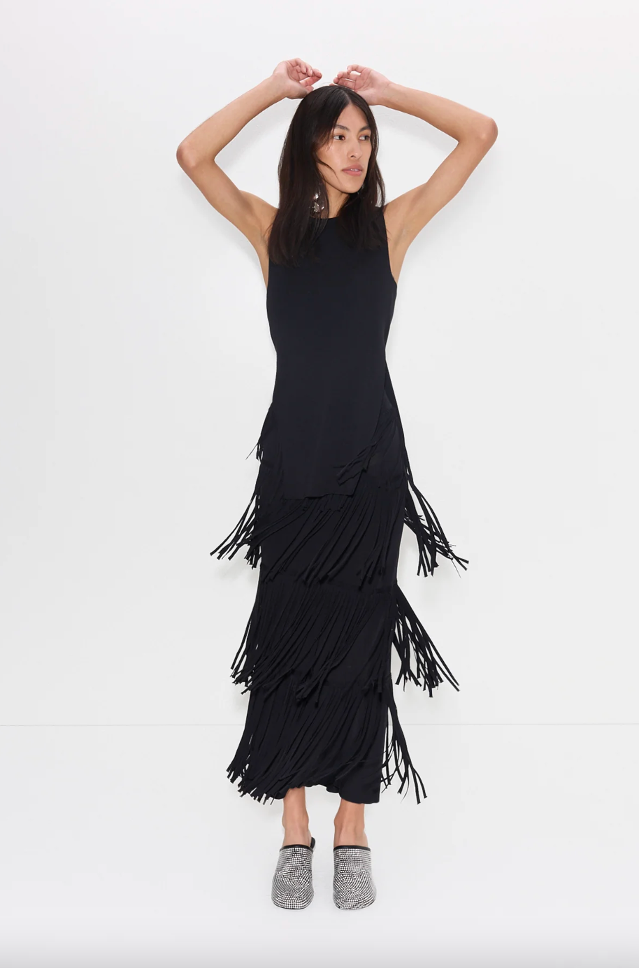 Rhonda Stark Asymmetrical Fringe Knit Skirt - Camel